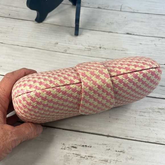 Banana Republic Vintage Cream and Pink Woven Hard Shell Clutch - Picture 4 of 12